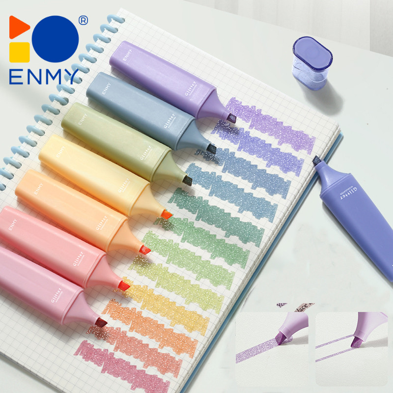 

ENMY 4pcs Glitter Highlighter, Pen Bujo, Hiasan Gliter, Bolpen Warna, Bullet Deco DIY