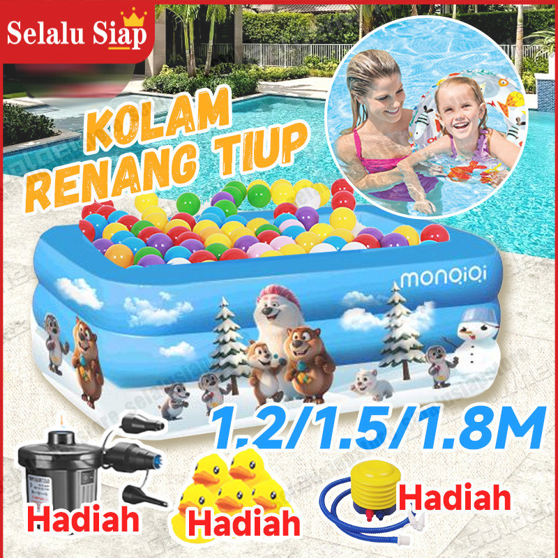 [READY STOCK] kolam renang anak jumbo 3.1 meter 3 Rings Thick rubber inflatable swimming pool/1.8M k