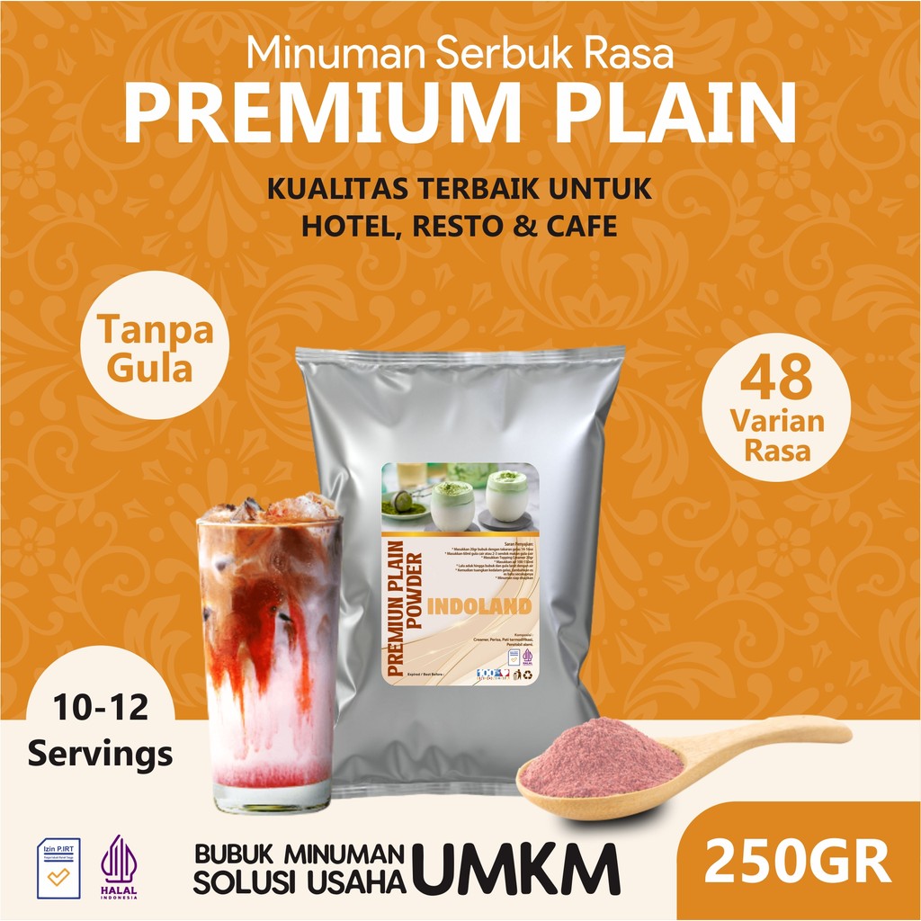 

Bubuk Minuman Plain Premium Tanpa Gula 250 gram Powder Drink No Sugar Premium Plain Aneka Rasa Indoland 250gram