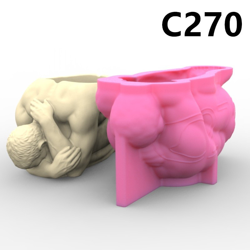 

Silicone Mold Kowtow Yoga Male Flower Pot Succulent Pen Holder DIY Making Resin Concrete Vase Cactus Silicone Mold Home Decor