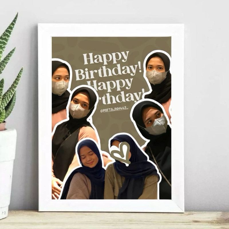 Kado Foto Custom Kolase typograpy + Bingkai Kado Ulang Tahun Kado Wisuda Kado Perpisahan Kado Annive