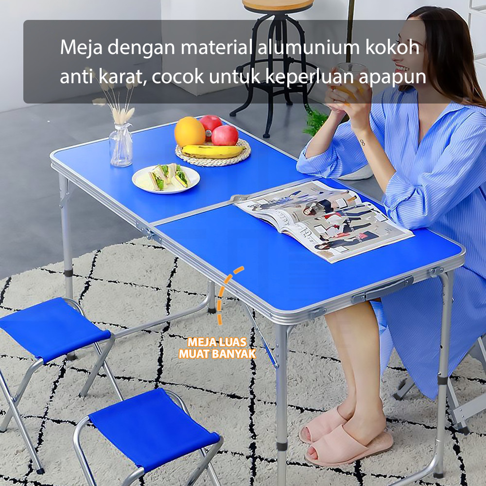 SRB SEATLE Meja Lipat Lubang Tengah Meja Lapak Bazar Meja Lipat Koper Camping Outdoor Portable