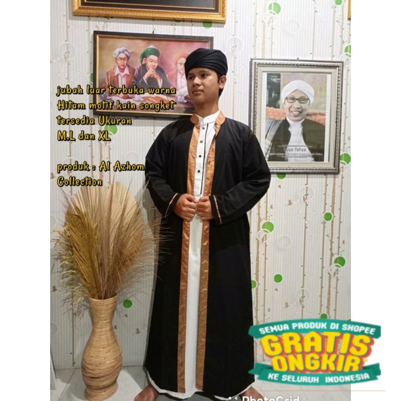 Jubah luar habib Motif (hanya jubah luar terbuka) jubah pengantin walimah/ COD lebaran ramadhan