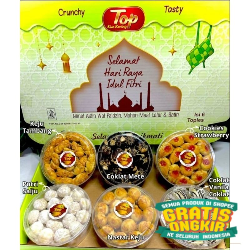 

TOP COOKIES Paket isi 6 Kue Kering 250gram Hampers Paket Lebaran Ramadhan Idul Fitri/ keluarga oleh oleh