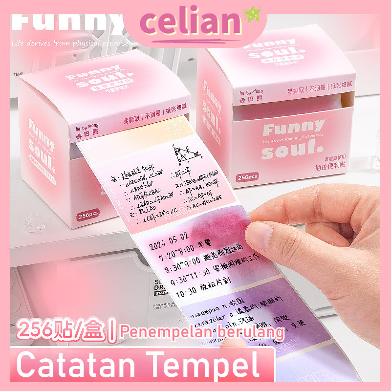 

256Pcs Creative Gradient Color Pull-out Sticky Notes / Sticky Notes Sticker Pull Out Paper Roll Aesthetic / DIY Notebook Decoration Material