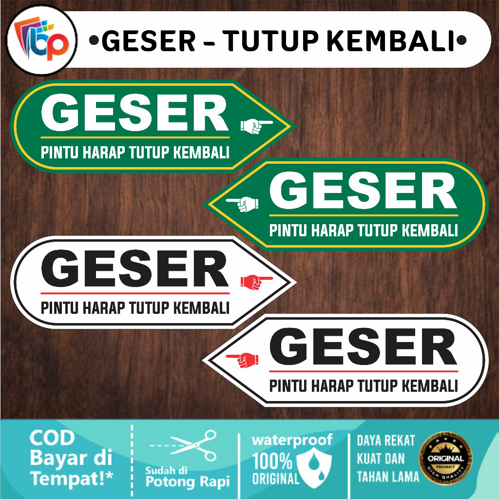 

Stiker Vinyl Geser Kanan Kiri Pintu Harap Tutup Kembali