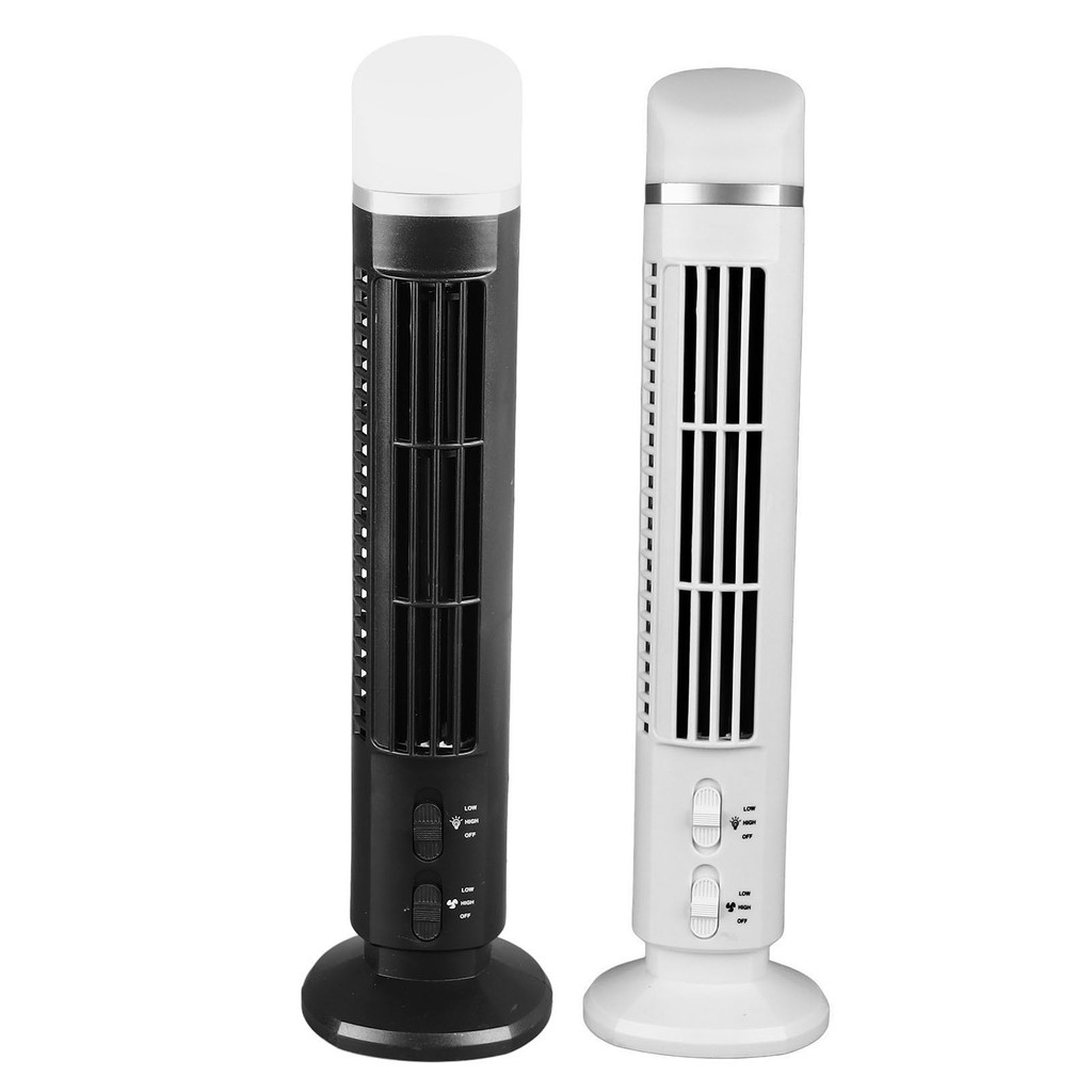 Bladeless Tower Fan 90 Degree Oscillating Quiet Portable USB Desk Fan with Light for Home Bedroom Of