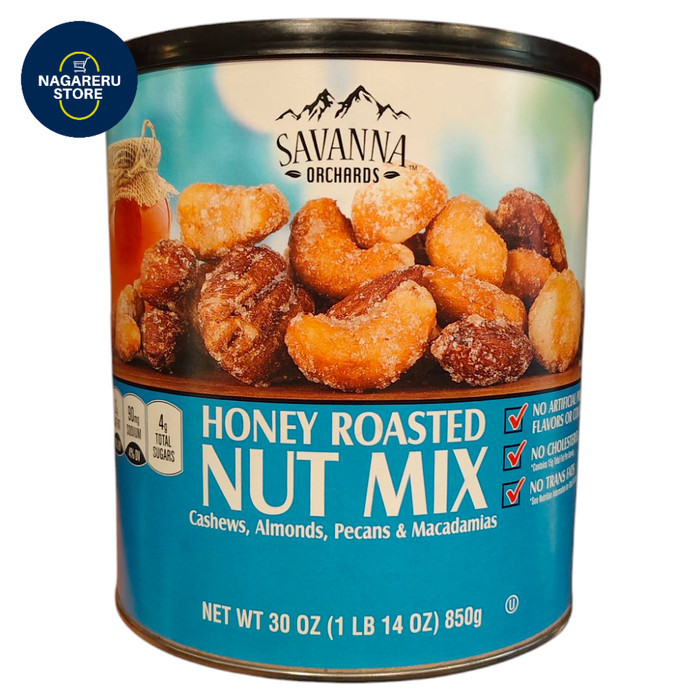 

Savanna orchards honey roasted nut mix cashews, almond, pecans and macadamias 850gr