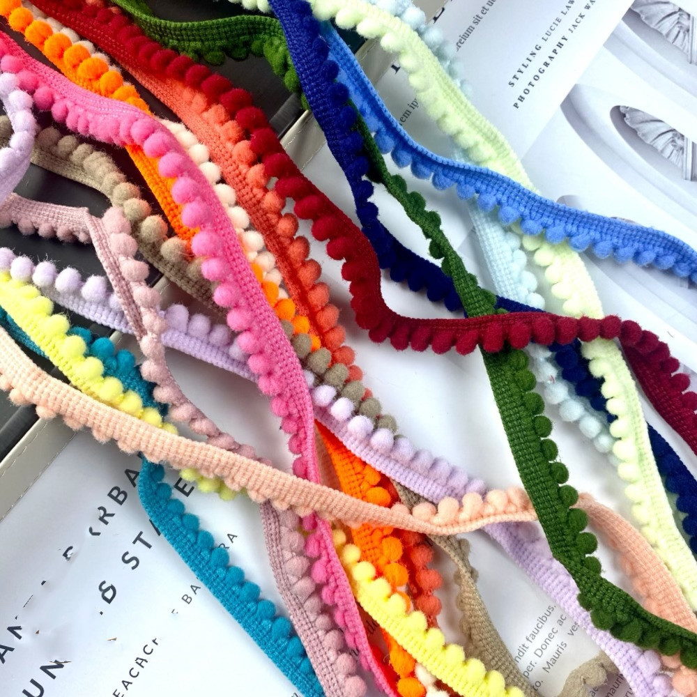

5Yards 12mm Pom Pom Lace Handmade Sewing Trims Accessories Pompom Ball Fringe Ribbon Diy Craft Fabric Material