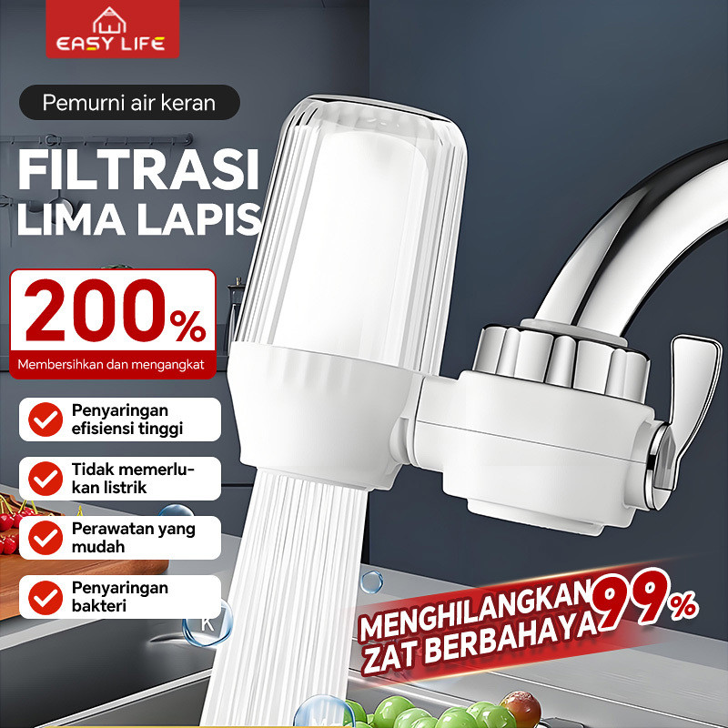 【Pemasangan Mudah】Filter Air Keran Filter Pemurni Air Dapur Pemurni Air Keran Air Pra-Pemurnian Filt