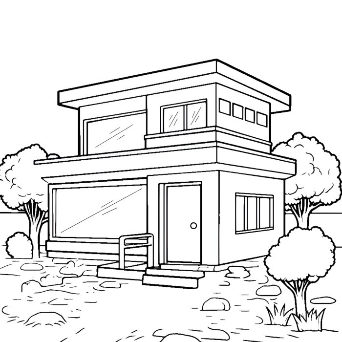 

10 LEMBAR kertas mewarnai, GAMBAR MEWARNAI tema RUMAH MODERN