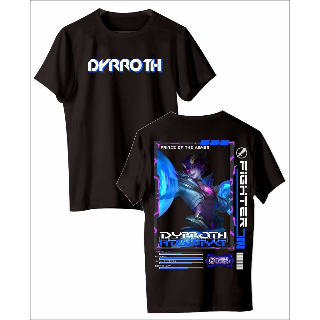 KAOS DISTRO MOBILE LEGEND DYRROTH FIGHTER // SKIN KEREN// MOBILE LEGEND//T SHIRT HERO DYRROTH// BAJU