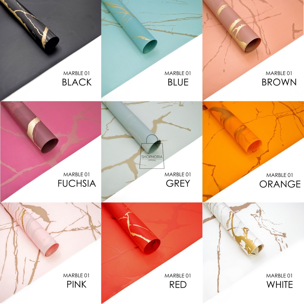 

Flower Bouquet Wrapping Paper Cellophane Kertas Plastik Pembungkus Bunga Buket Waterproof Geometri Marble 01 Series