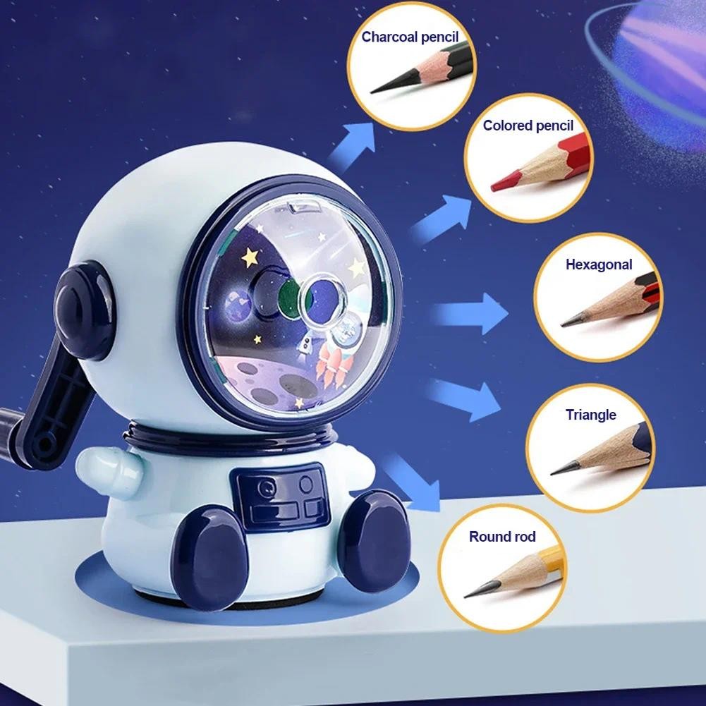 

3 Gear Adjustable Spaceman Pencil Sharpener Cute Cartoon Hand Crank Table Pencil Sharpeners Machine Stationery School Supplies