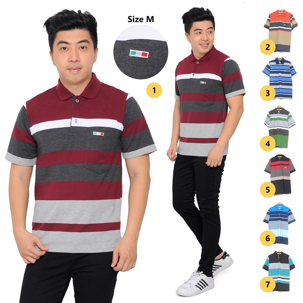Kaos Kerah Baju Lebaran Grosir Murah Pria Dewasa Saku Kantong Wangki M Salur Lengan Tangan Pendek Pa