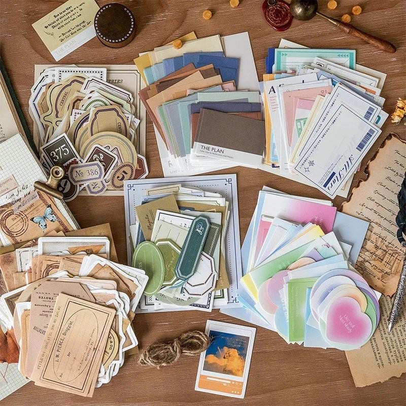 

Journamm 100pcs/pack Vintage Memo Paper Set DIY Scrapbooking School Supplies Decor Junk Journal Marking Stationery Notes Paper