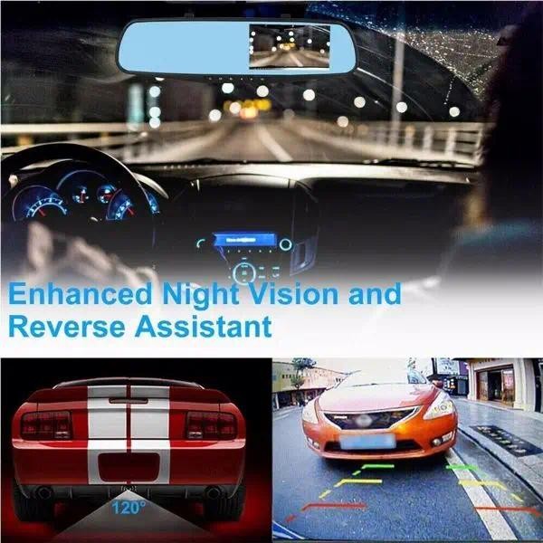 Lyn 1080P Hd Mobil Dvr Dash Cam Cermin Belakang Kaca Spion Mobil Dvr Dual Dash Cam Kamera Depan