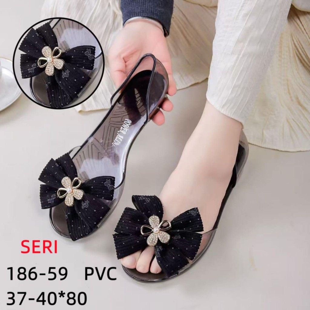 Sepatu Sandal Jelly Bunga kaca  ALINA12