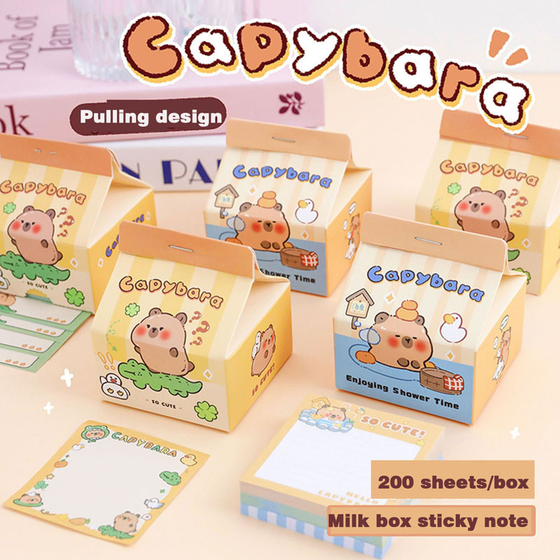 

200 Sheets/Box Square Memo Pad Capybara Cannot Be Pasted Sticky Note Decoration Message-Leaving Note Stationery Supplies