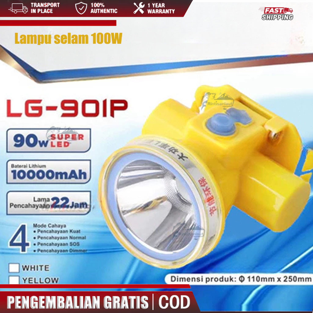 [Rintisanlaut] Headlight menyelam 100W/Senter Kepala Selam Kawachi 90-100w 100 Watt Hi Tech LED Supe