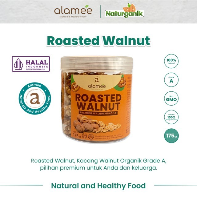 

ALAMEE Walnut Panggang Roasted Nut Kacang Otak Premium Renyah Organik Fresh 175 gram Naturganik