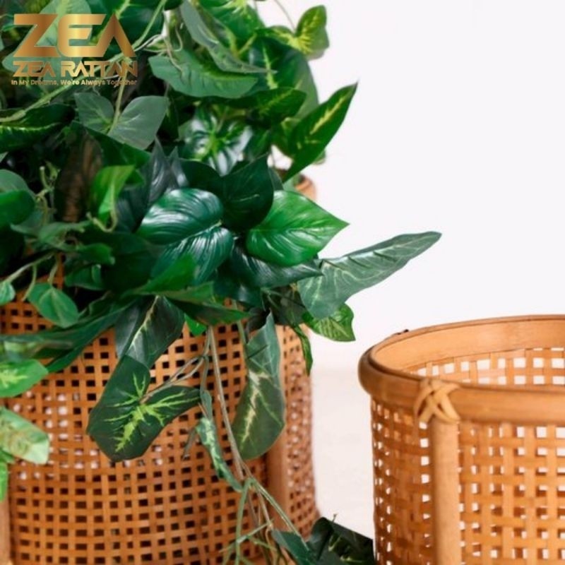 RB Standing Pot Anyaman Webbing Rotan Natural Murah Minimalis High Quality