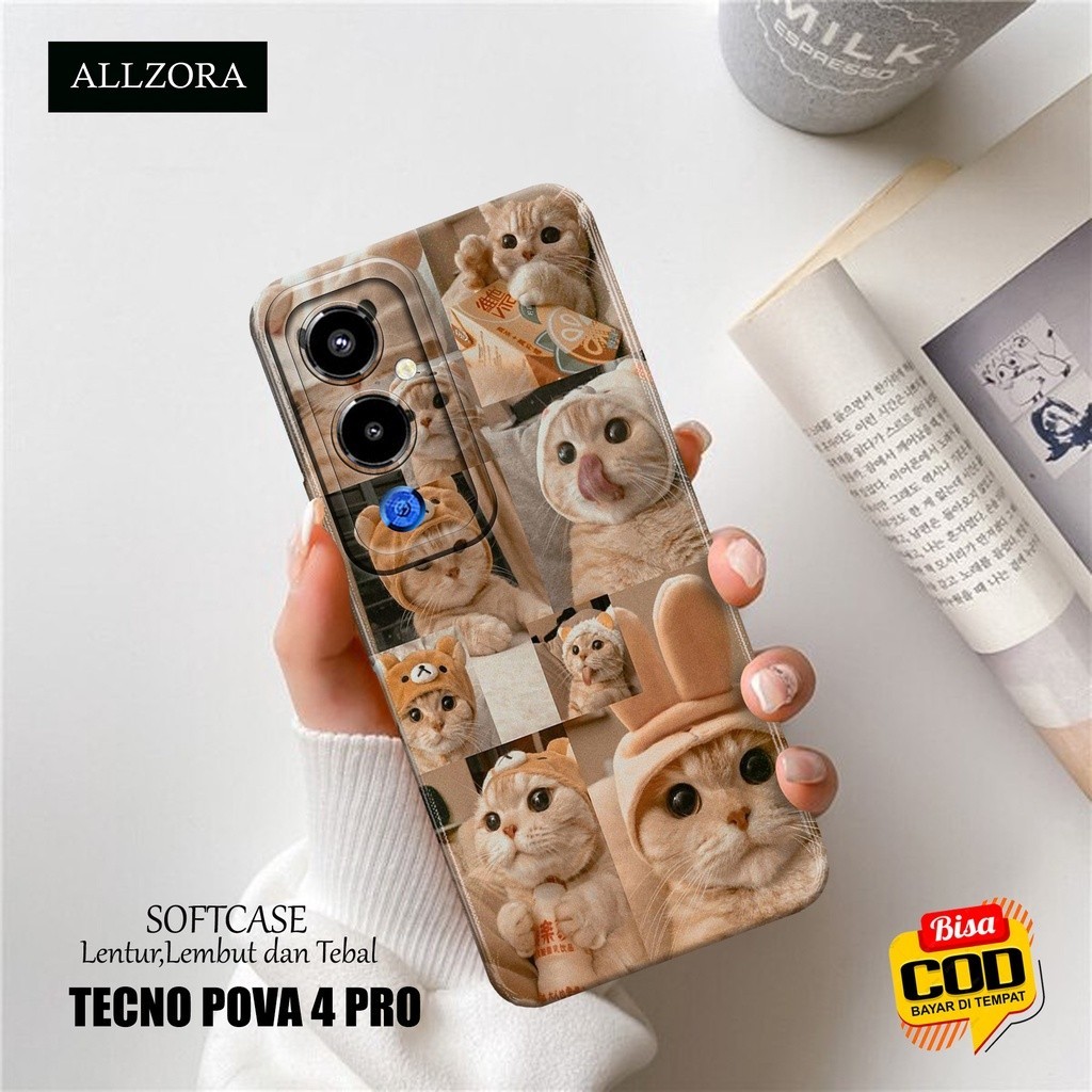 Softcase Hp Tecno Pova 4 Pro Terbaru - Casing Hp Tecno Pova 4 Pro Terbaru - Fashion Case KUCING - Ca
