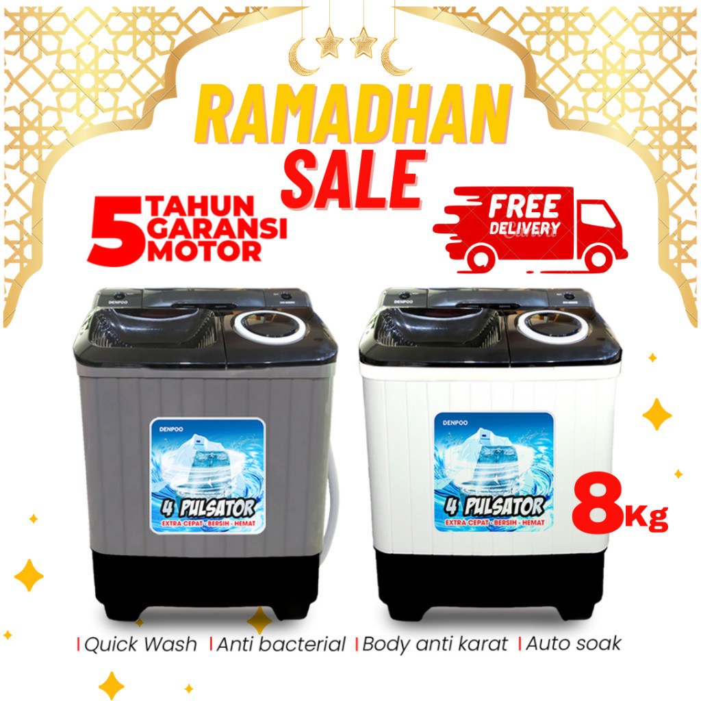 promo PROMO MESIN CUCI 2 TABUNG 8 KG DENPOO