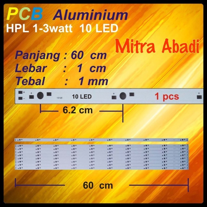 Long Aluminium PCB HPL 10 Watt/Papan PCB Aluminium HPL 10 Watt 60 cm