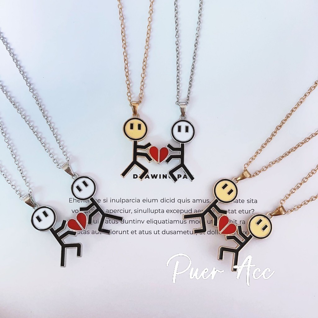 【Puer acc】Kalung Magnet Cinta Pasangan Stickman Kalung Couple Pria dan Wanita Stickman couple love m