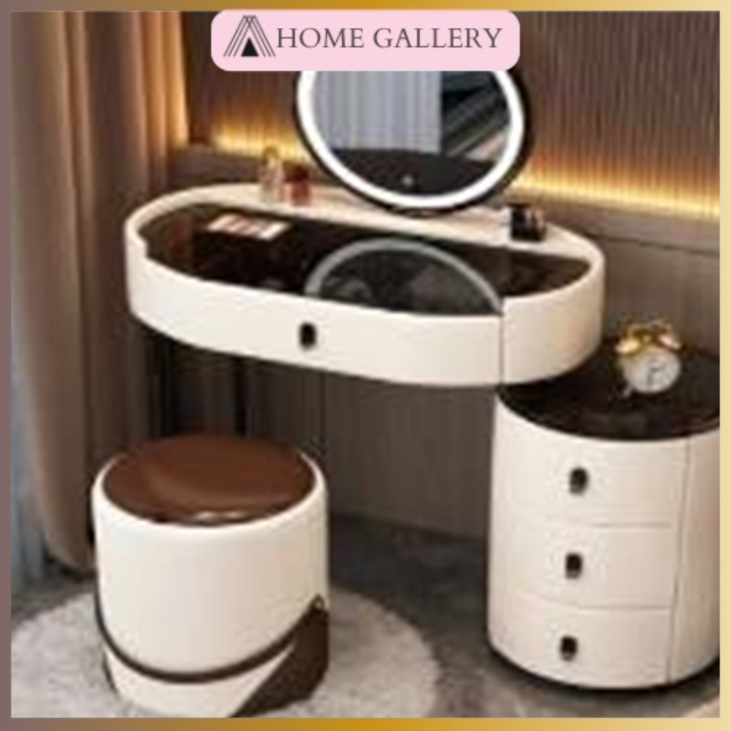 Meja Rias Set Kursi Meja Rias Lampu LED Meja Rias Aesthetic Minimalis Mini Modern Murah