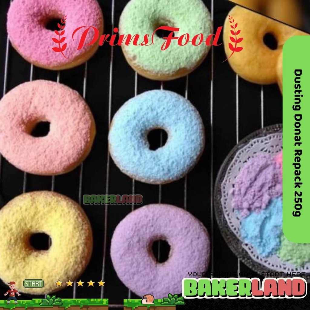 

GULA DONAT WARNA PRIMS FOOD / DUSTING DONUT / GULA DINGIN TABUR MINT / DONAT DUSTIN REPACK 250GR