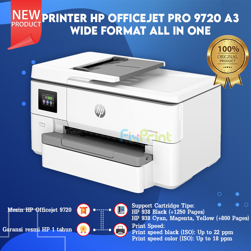 Printer HP Officejet 9720 A3 All-in-One Wireless, pengganti HP 7720
