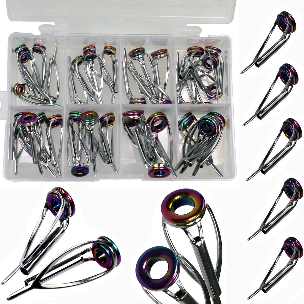40Pcs/Lot 1.8mm-3.2mm Fishing Rod Guides Top Tips Rainbow Ceramic Ring Spinning Casting Fishing Tip 