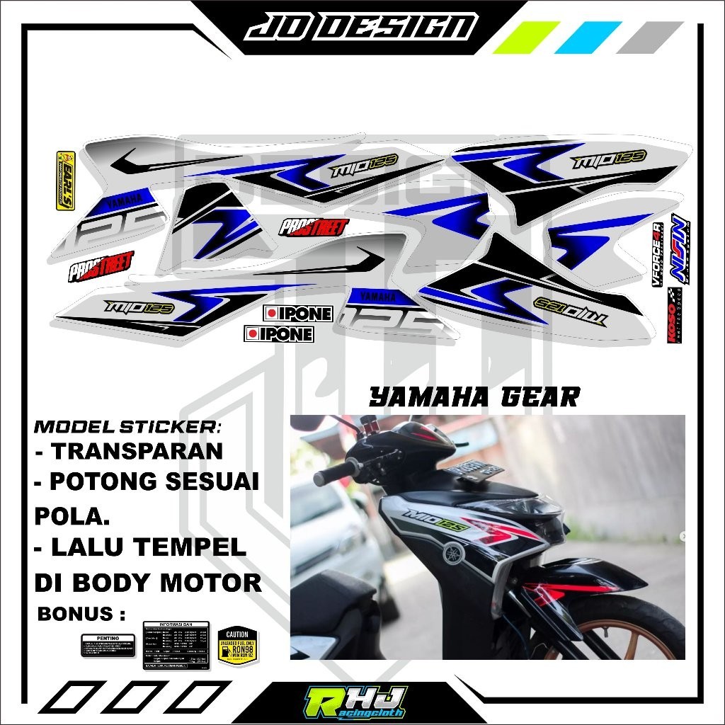 

Sticker Motor Yamaha Gear 125 - Stiker Striping Gear 125 Variasi Transparan JO.01