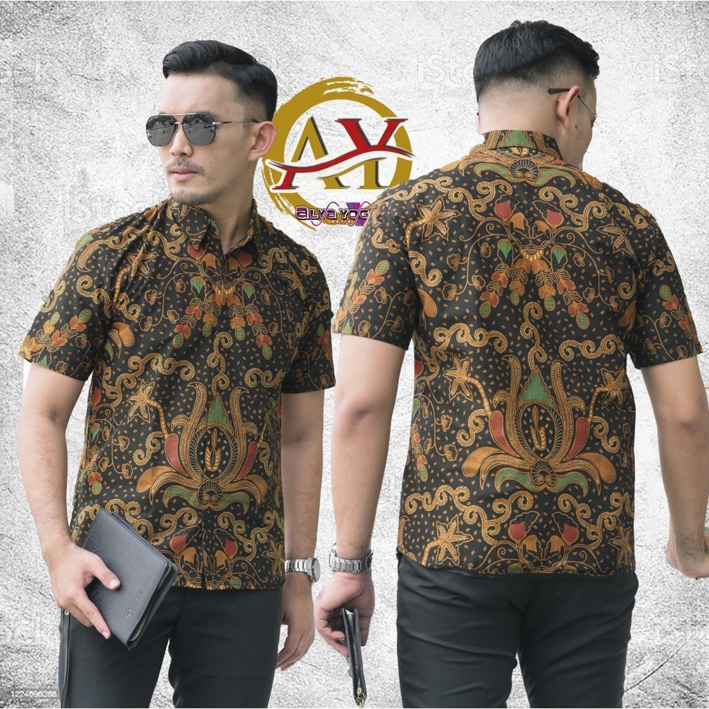 Batik Tulis Kombinasi Kemeja Batik Pria Lengan Pendek Kemeja Batik Slimfit Batik Solo