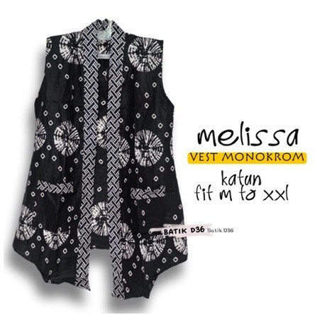 BATIK MOTIF MELISSA VEST MONOKROM CARDI BATIK CANTIK CARDIGAN MOTIF KARDIGAN OUTER SERAGAM KANTOR KE