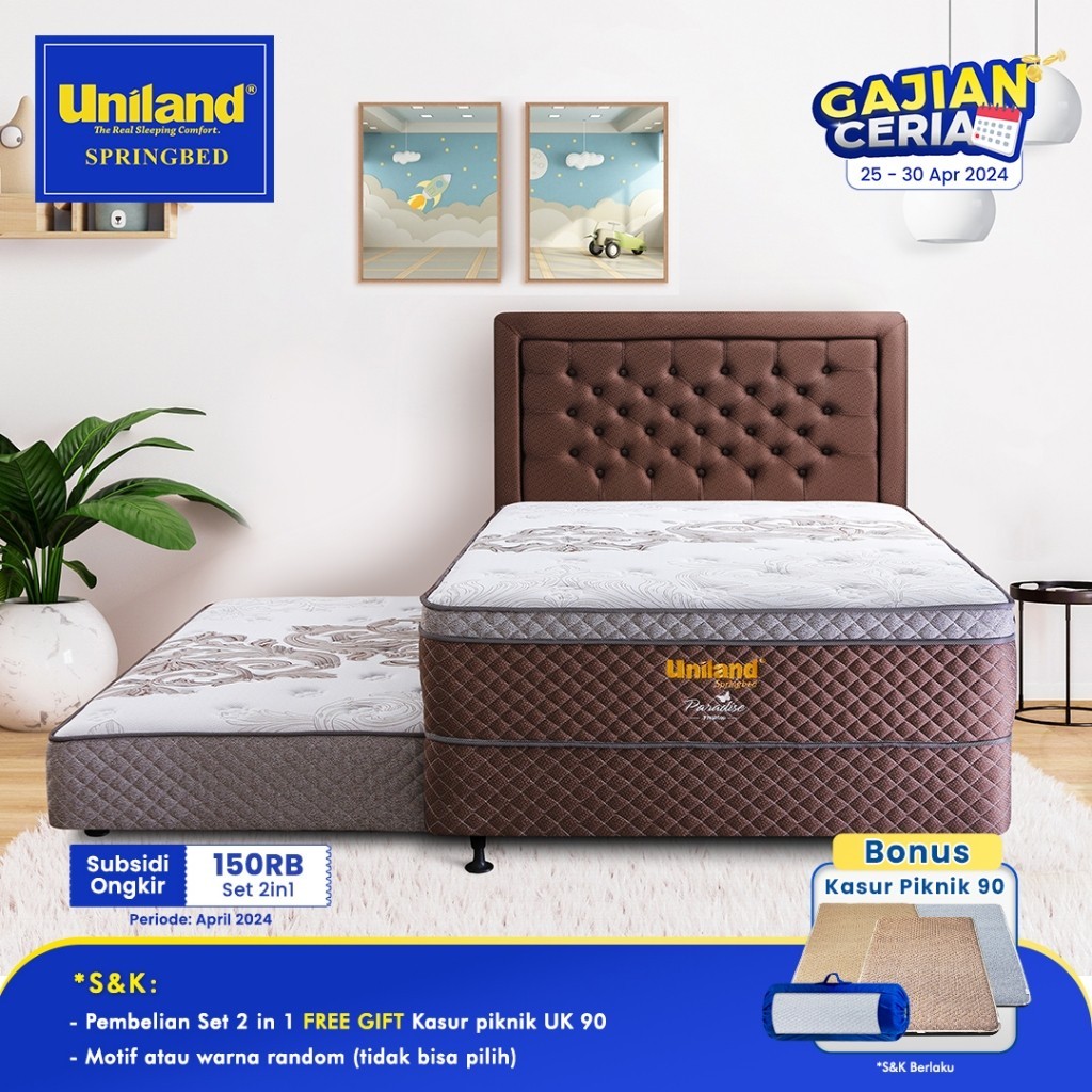Uniland Springbed 2 in 1 Rivera Plushtop Lorenz - Kasur Spring Bed Sorong 2in1