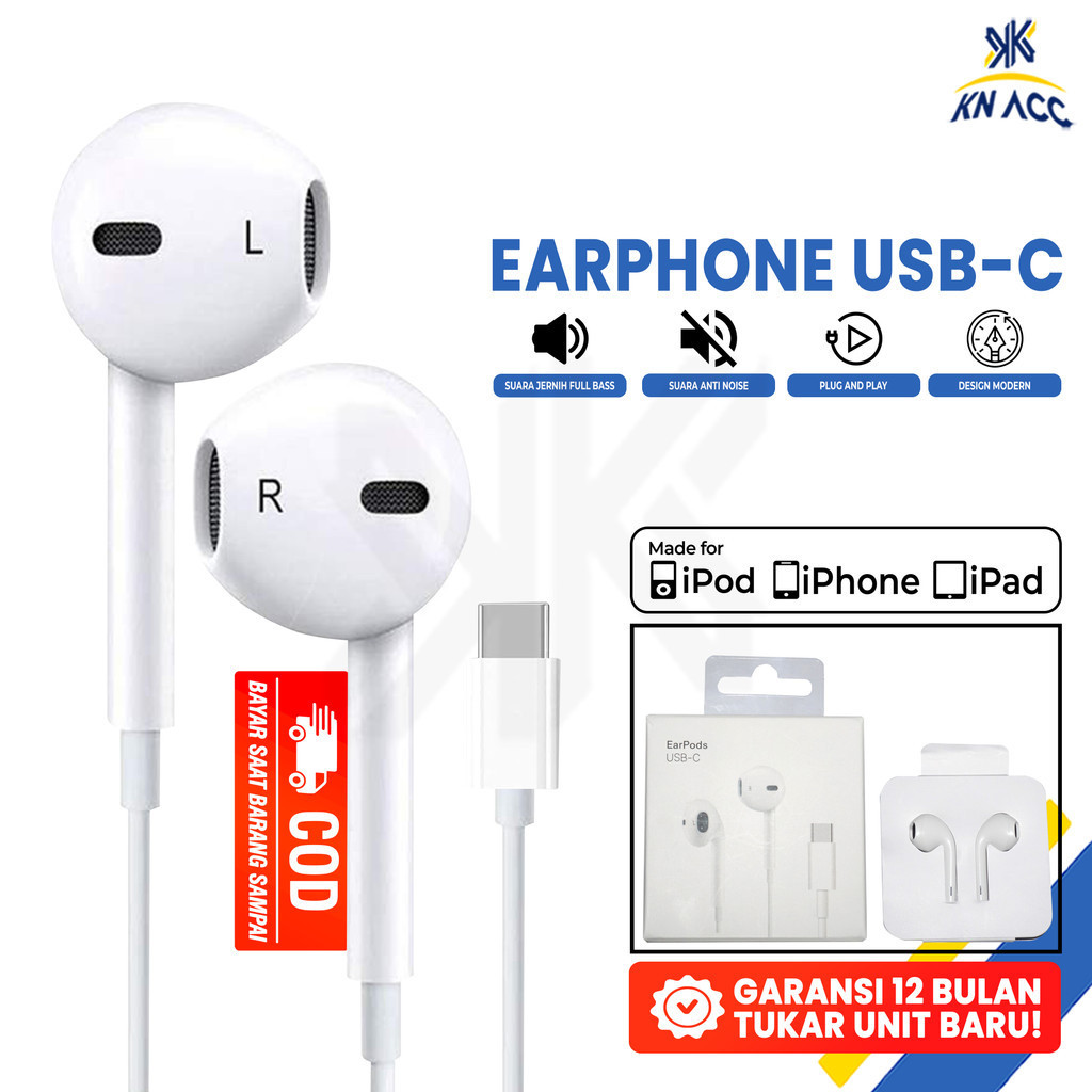 [KN ACC] HEADSET EARPHONE USB TIPE TYPE C FOR IPHONE 15 PRO MAX