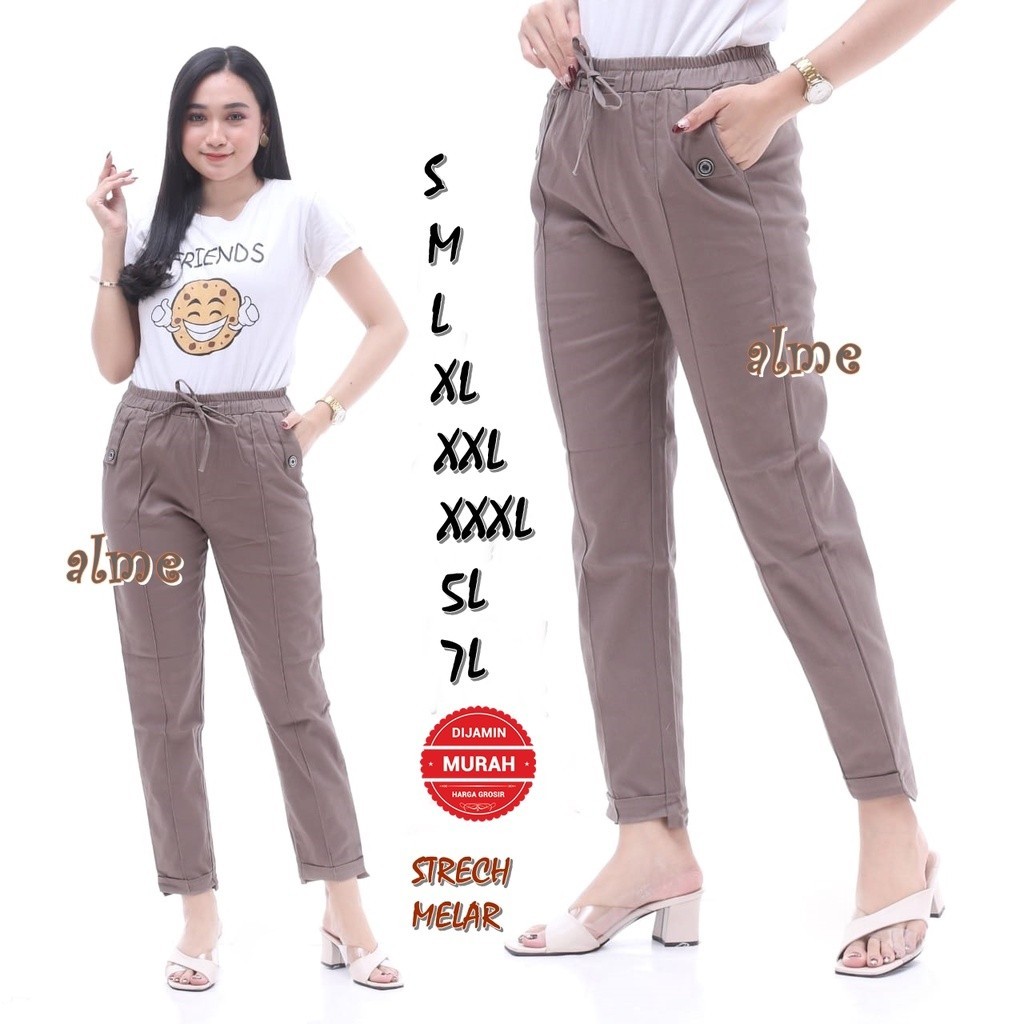 Pinkybee BAGGY PANTS TWILL STRETCH COMBED DIAMOND IMPOR (MELAR) KODE 031 SIZE S M L XL XXL XXXL 5L 7