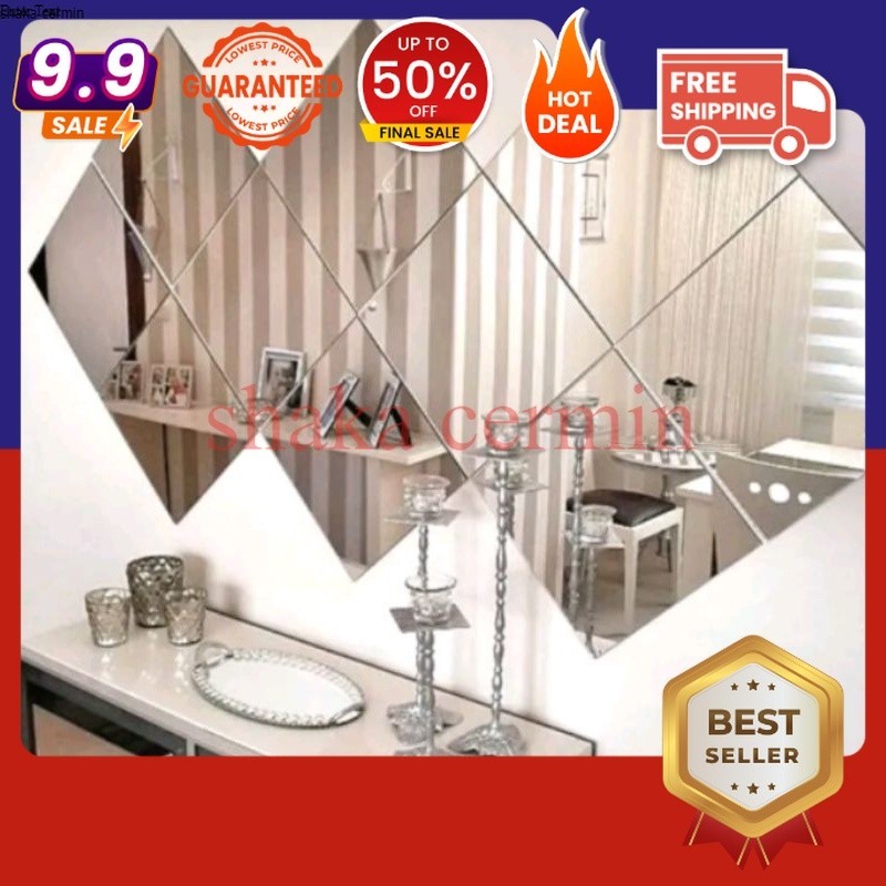 cermin tempel dinding fullbody (CERMIN ASLI) ukuran 8cmx8cm