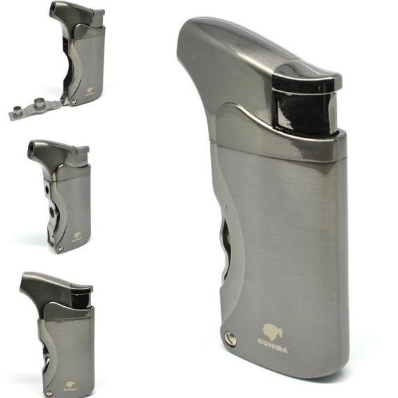 Korek Api Gas Torch Bara 3 Fokus TRIPLE JET Metal Windproof Premium