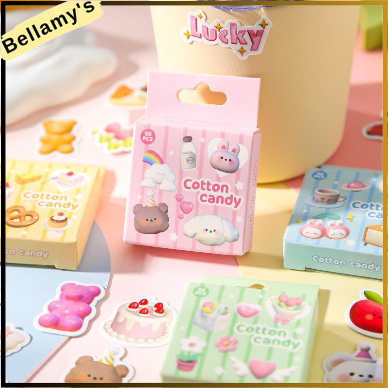 

COD ❤️Stiker Seri Permen Kapas ，Stiker Kartun Lucu， Stiker Dekoratif Buku Besar