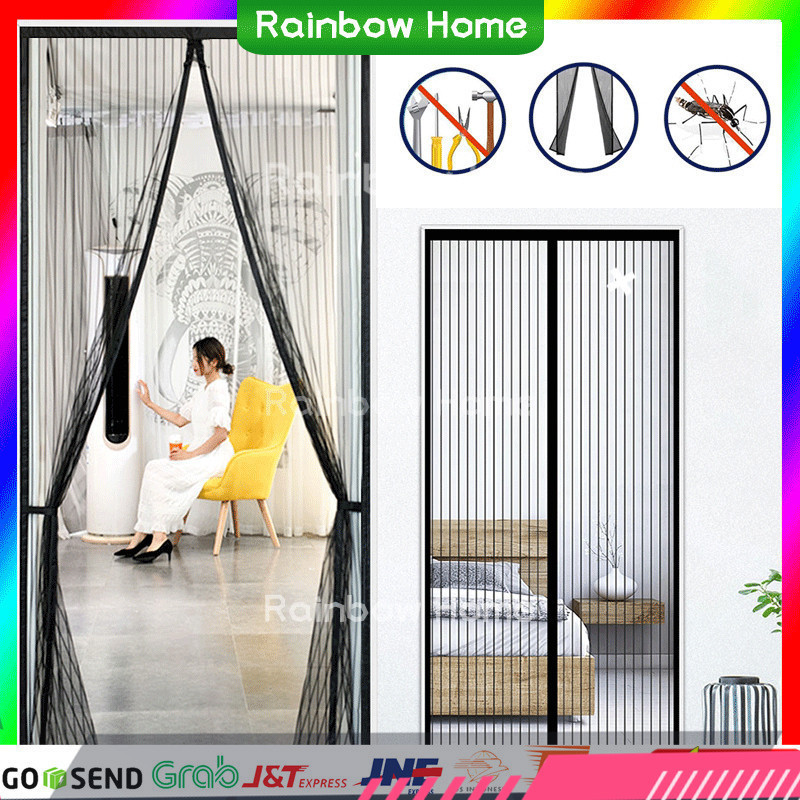 Rainbow Home  Tirai Pintu Magnet Anti Nyamuk Kualitas Bagus Serangga Mesh Net Gorden Magnet Kelambu 