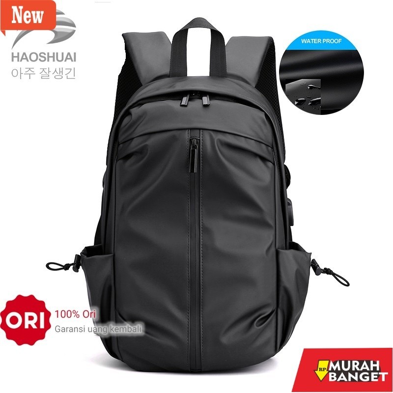 Tas ransel pria viral- Tas Ransel Pria HAOSHUAI 3397 Anti air Bahan Dolby lotto Coated
