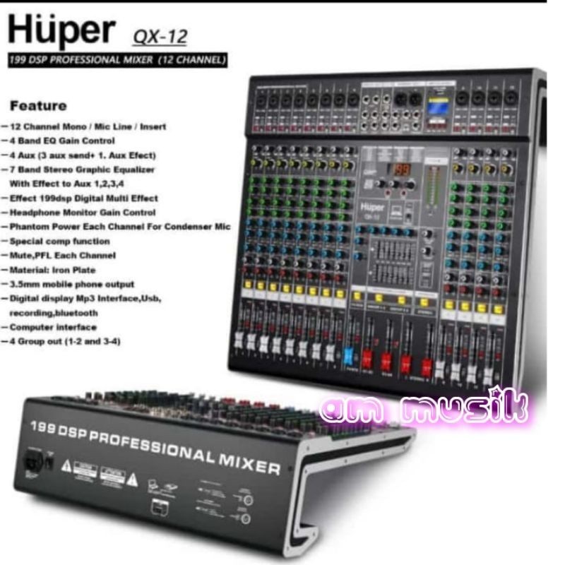 promo spesial MIXER AUDIO HUPER QX-12 MIXER 12 CHANNEL 199 DSP ORIGINAL QX12