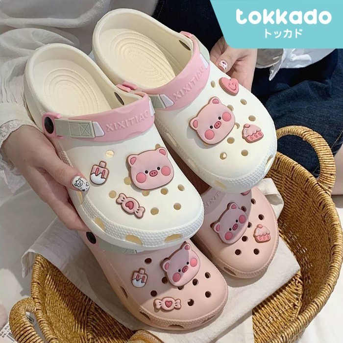 TOKKADO Hochi Sepatu Sandal Gunung Karet Tebal Empuk Wanita Piggy Lucu