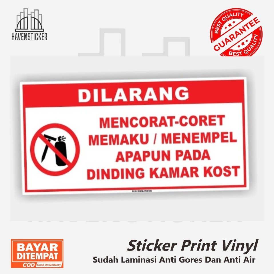 

STICKER VINYL DILARANG MENCORET TEMPEL PAKU DI DINDING LAMINASI STICKER PRINT