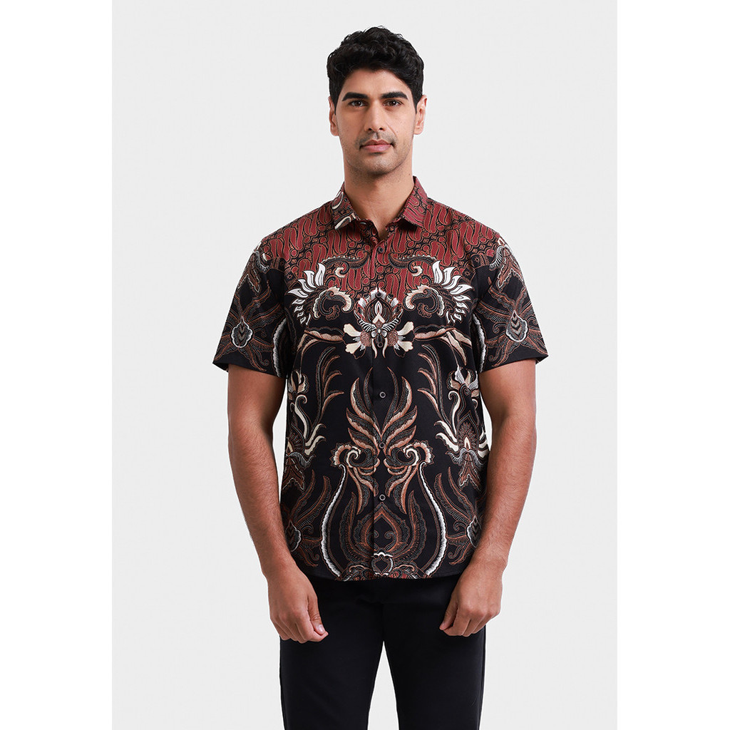 MOC Kemeja Batik Lengan Pendek Pria LHOKSUKEN - MAROON