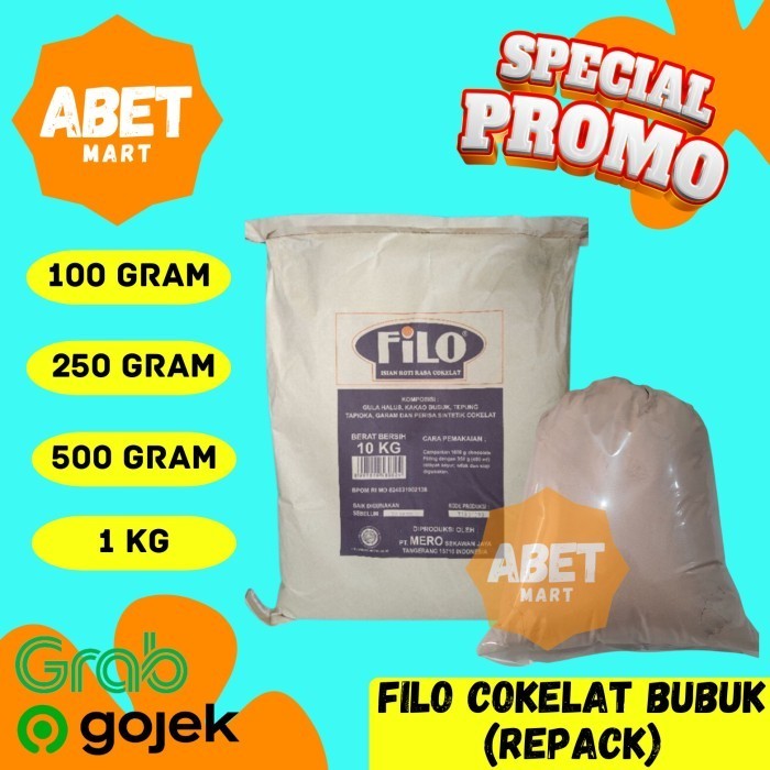 

Filo Cokelat Bubuk Repack Kemasan 100gr 250gr 500gr 1Kg - Coklat Cocoa Powder Minuman Vilo Murah Pak Dus